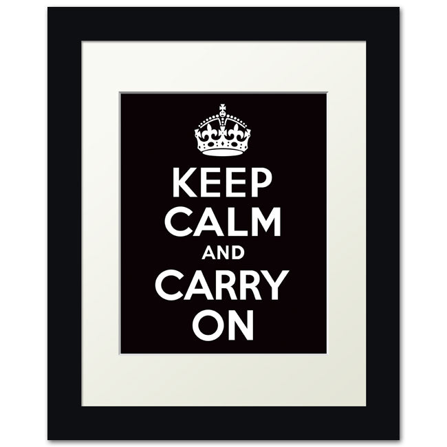 Keep Calm And Carry On, framed print (black)