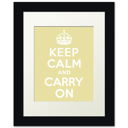 Keep Calm And Carry On, framed print (chardonnay)