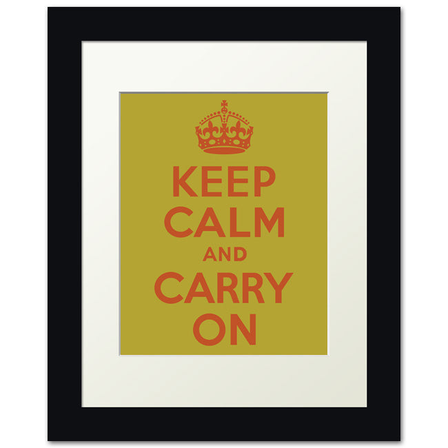 Keep Calm And Carry On, framed print (lime)