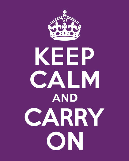 Keep Calm and Carry On, premium art print (plum)