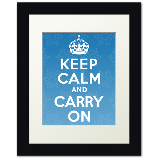 Keep Calm And Carry On, framed print (snowflakes)