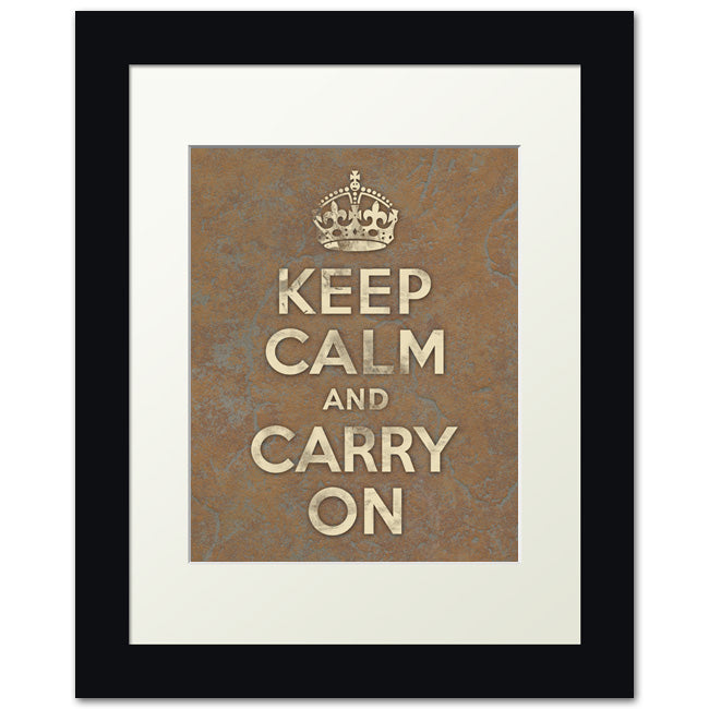 Keep Calm And Carry On, framed print (weathered texture)