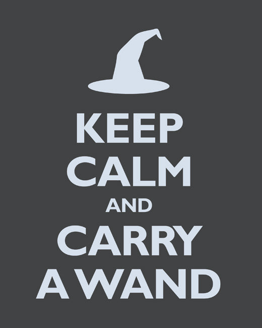 Keep Calm and Carry A Wand, premium art print (dark gray)