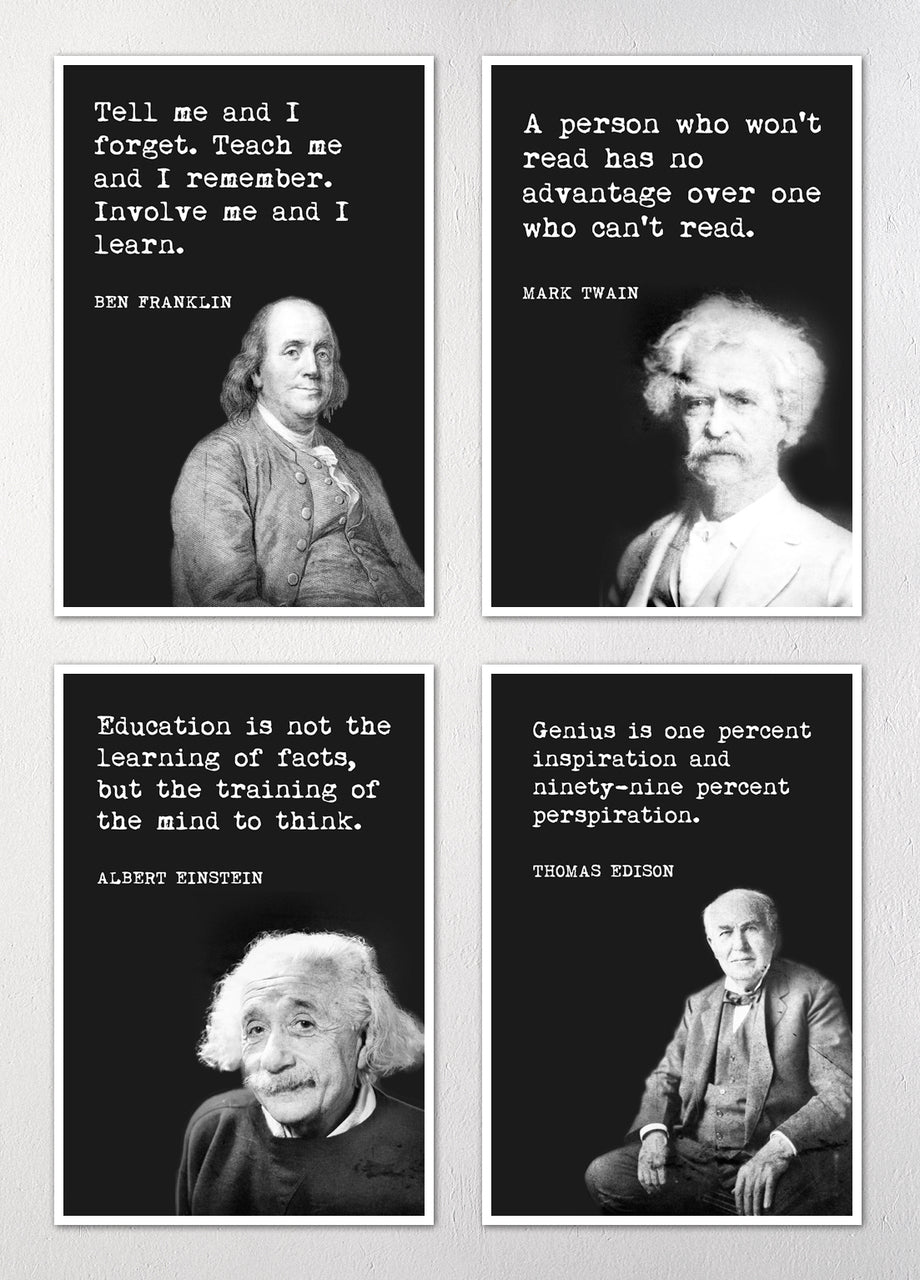 Motivational Classroom Posters - Set of Four 12"x18" Prints
