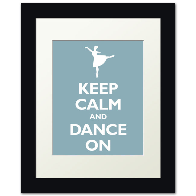 Keep Calm and Dance On, framed print (light blue)