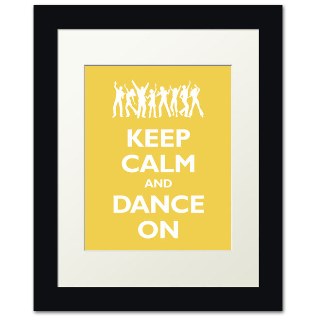 Keep Calm and Dance On, framed print (mustard)