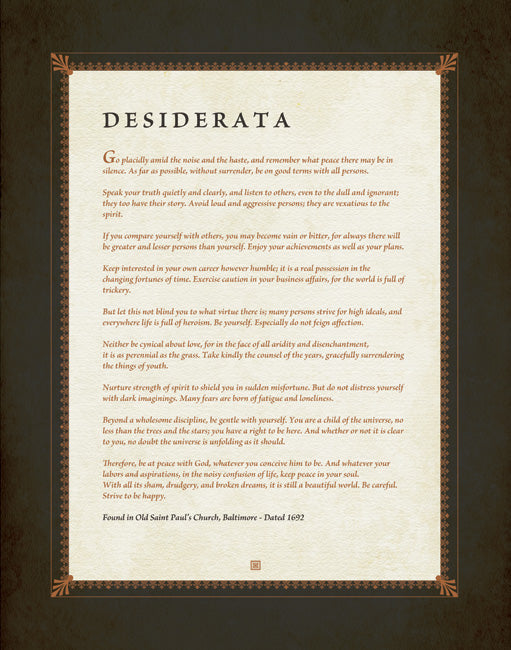 Desiderata, premium art print (charcoal)