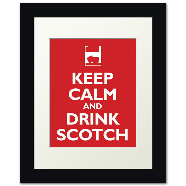 Keep Calm and Drink Scotch, framed print (classic red)