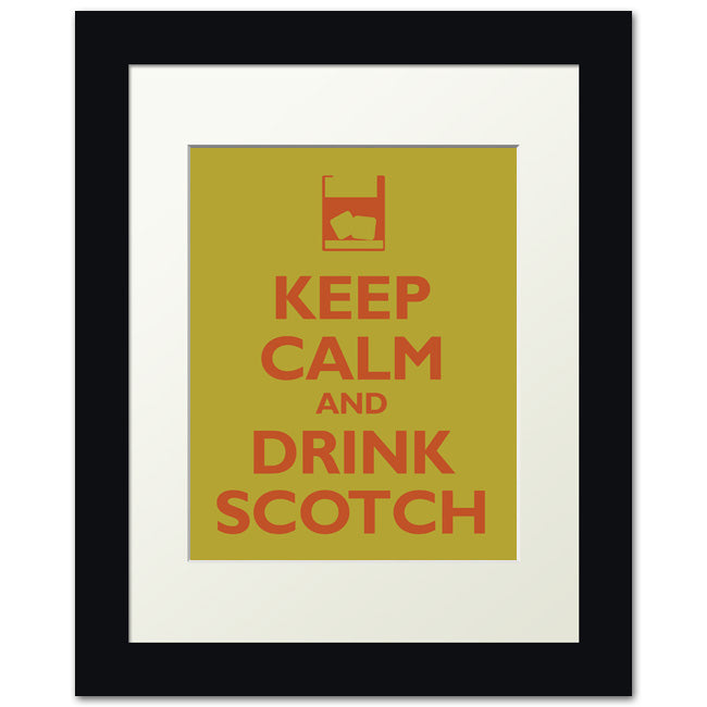 Keep Calm and Drink Scotch, framed print (lime)