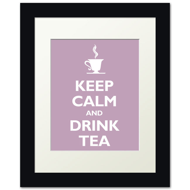 Keep Calm and Drink Tea, framed print (pale violet)