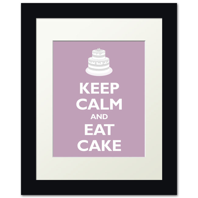 Keep Calm and Eat Cake, framed print (pale violet)