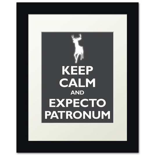 Keep Calm and Expecto Patronum, framed print (dark gray)