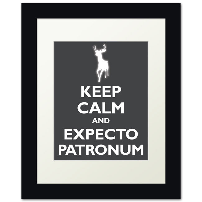 Keep Calm and Expecto Patronum, framed print (dark gray)