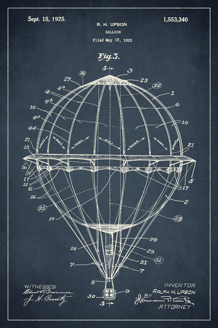 Hot Air Balloon Patent Art Print