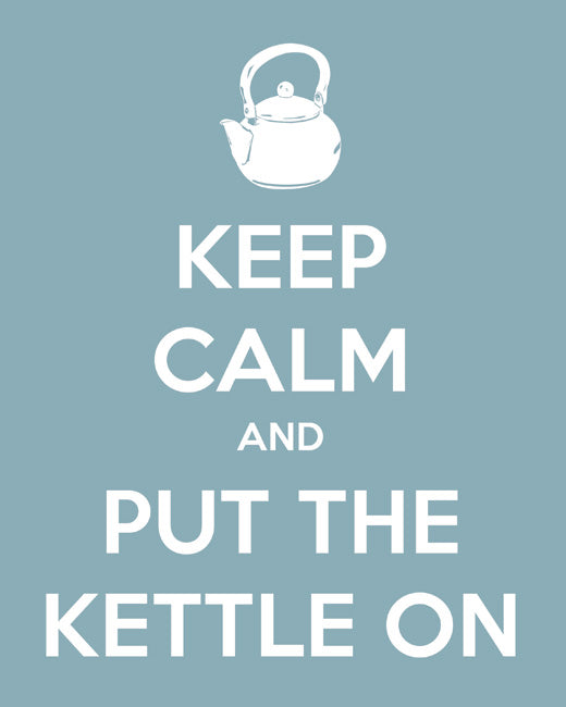 Keep Calm and Put The Kettle On, premium art print (light blue)