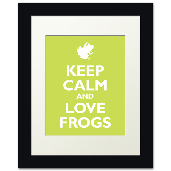 Keep Calm and Love Frogs, framed print (citrus)