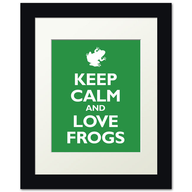 Keep Calm and Love Frogs, framed print (kelly green)