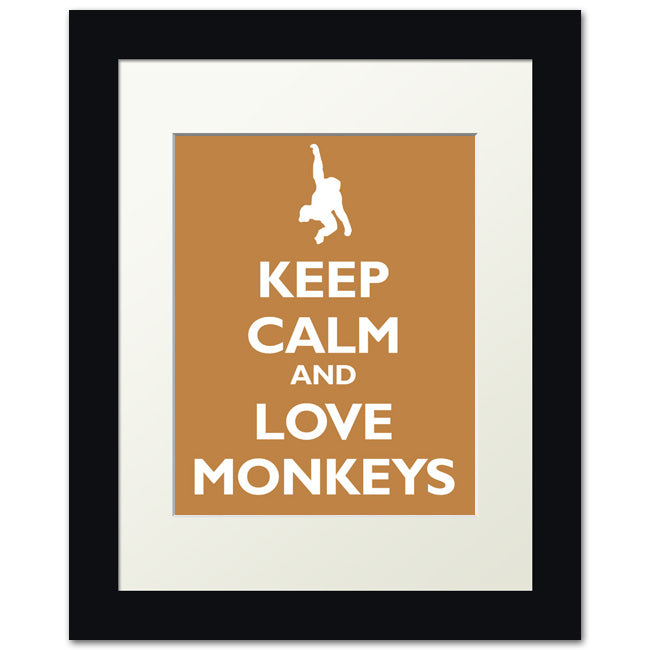 Keep Calm and Love Monkeys, framed print (copper)