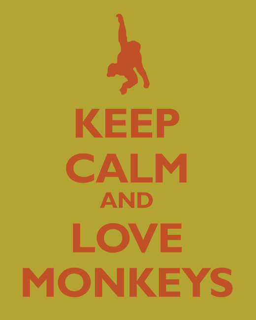 Keep Calm and Love Monkeys, premium art print (lime)