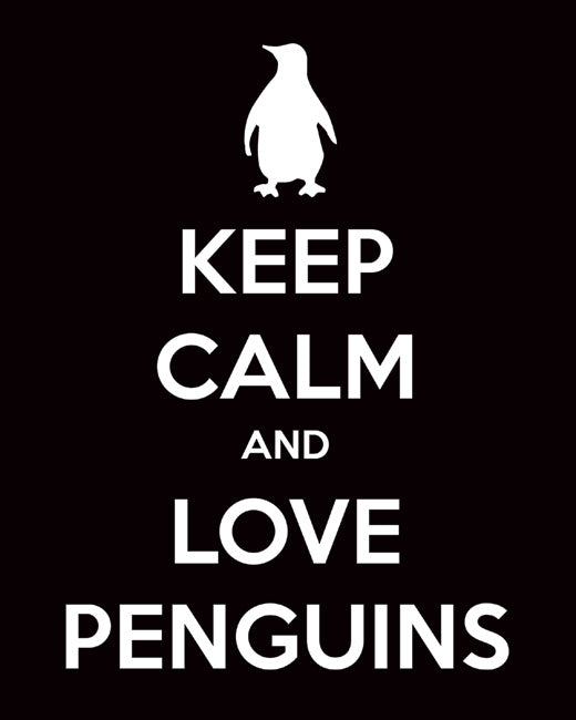 Keep Calm and Love Penguins, premium art print (black)