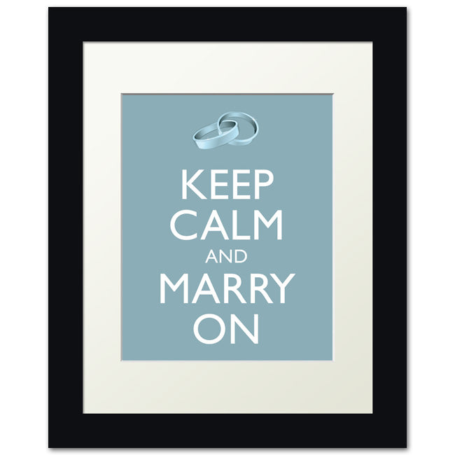 Keep Calm and Marry On, framed print (light blue)