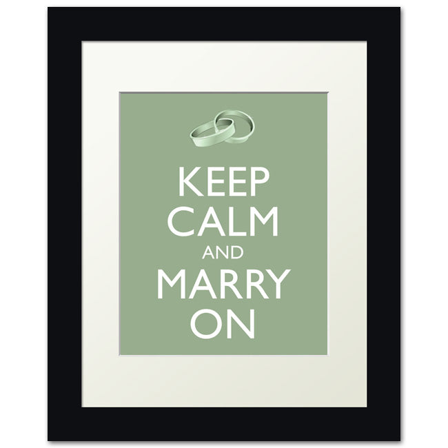 Keep Calm and Marry On, framed print (pale green)
