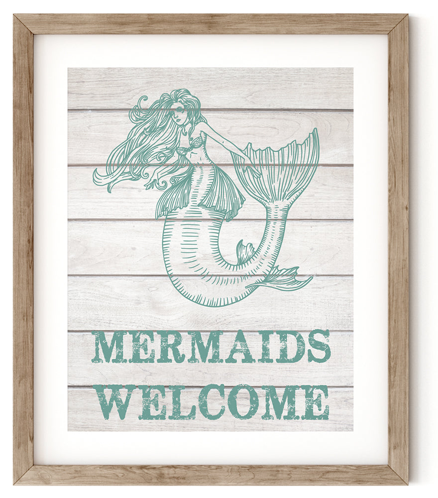 Mermaids Welcome Beach Canvas Decor