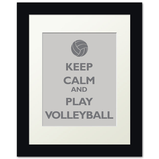 Keep Calm and Play Volleyball, framed print (light gray)
