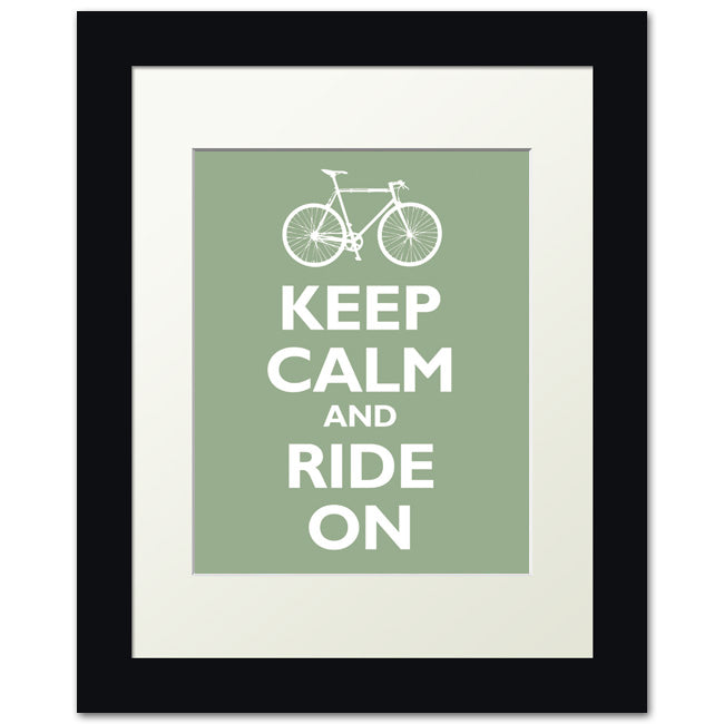 Keep Calm and Ride On, framed print (pale green)