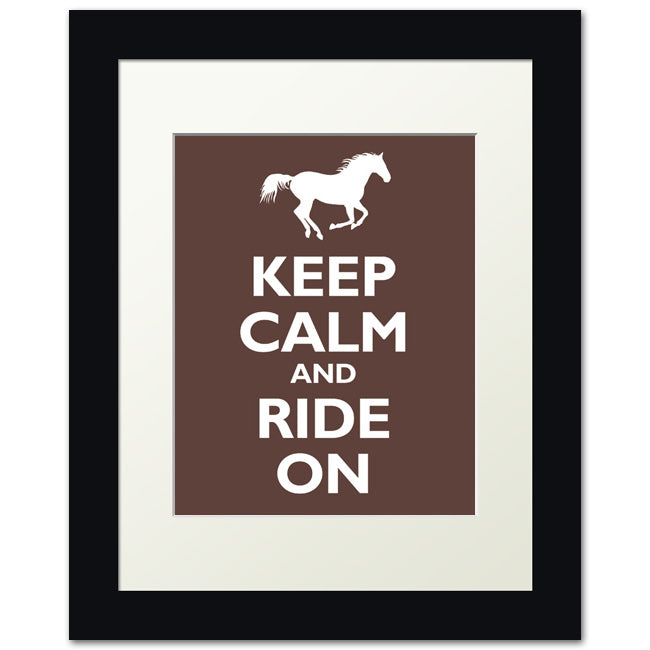 Keep Calm and Ride On, framed print (mocha)