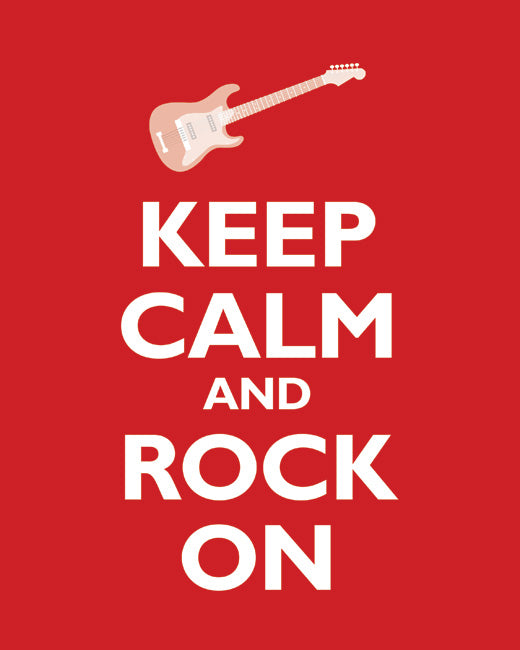 Keep Calm and Rock On, premium art print (classic red)