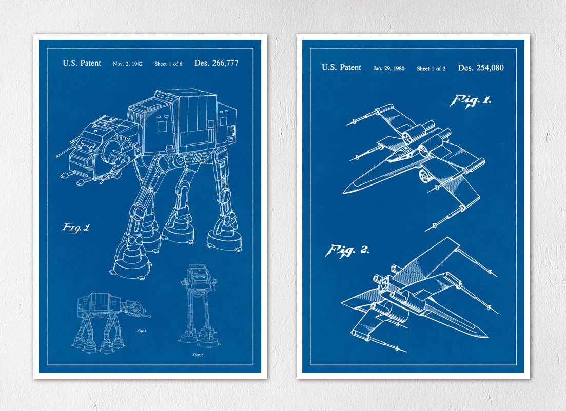 Star Wars Patent Art Prints - Set of Two 12"x18" Wall Art Prints