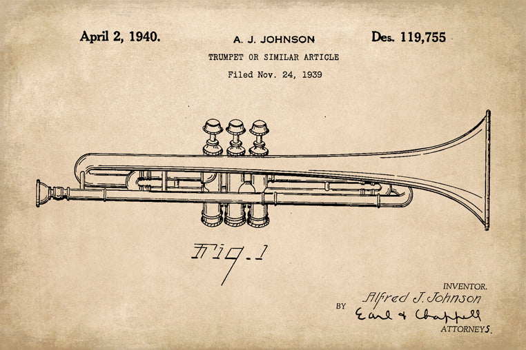Trumpet Musical Instrument Patent Art Print – Keep Calm Collection trumpet-musical-instrument-patent-art-print-keep-calm-collection
