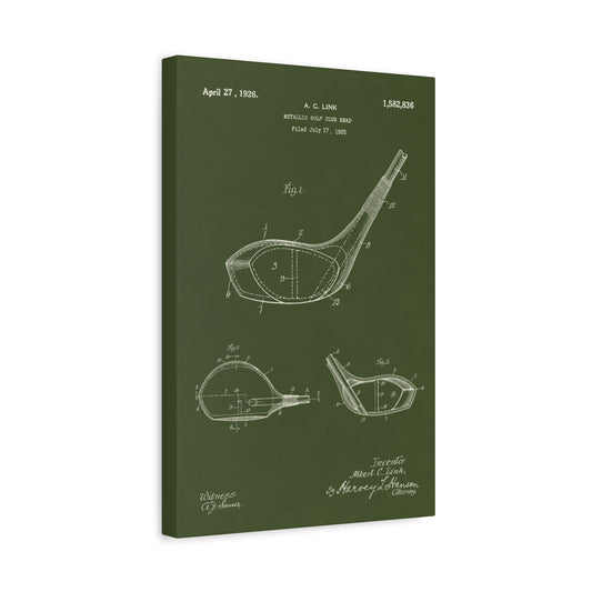 Golf Club (Driver) Patent Art Canvas Wall Art