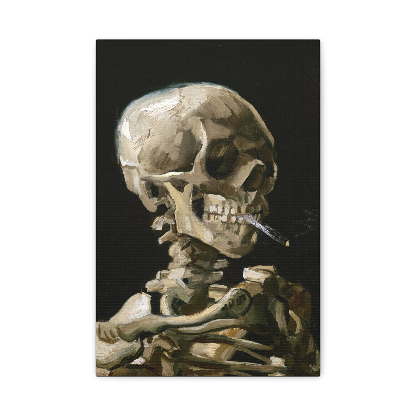 Head of a Skeleton with A Burning Cigarette by Vincent van Gogh Canvas Print