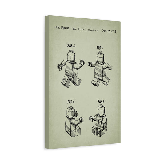 Lego Figure Patent Canvas Wall Art