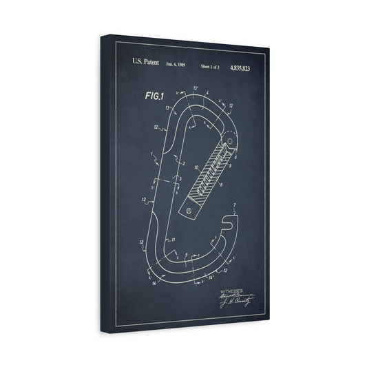 Carabiner Rock Climbing Patent Art Canvas Print