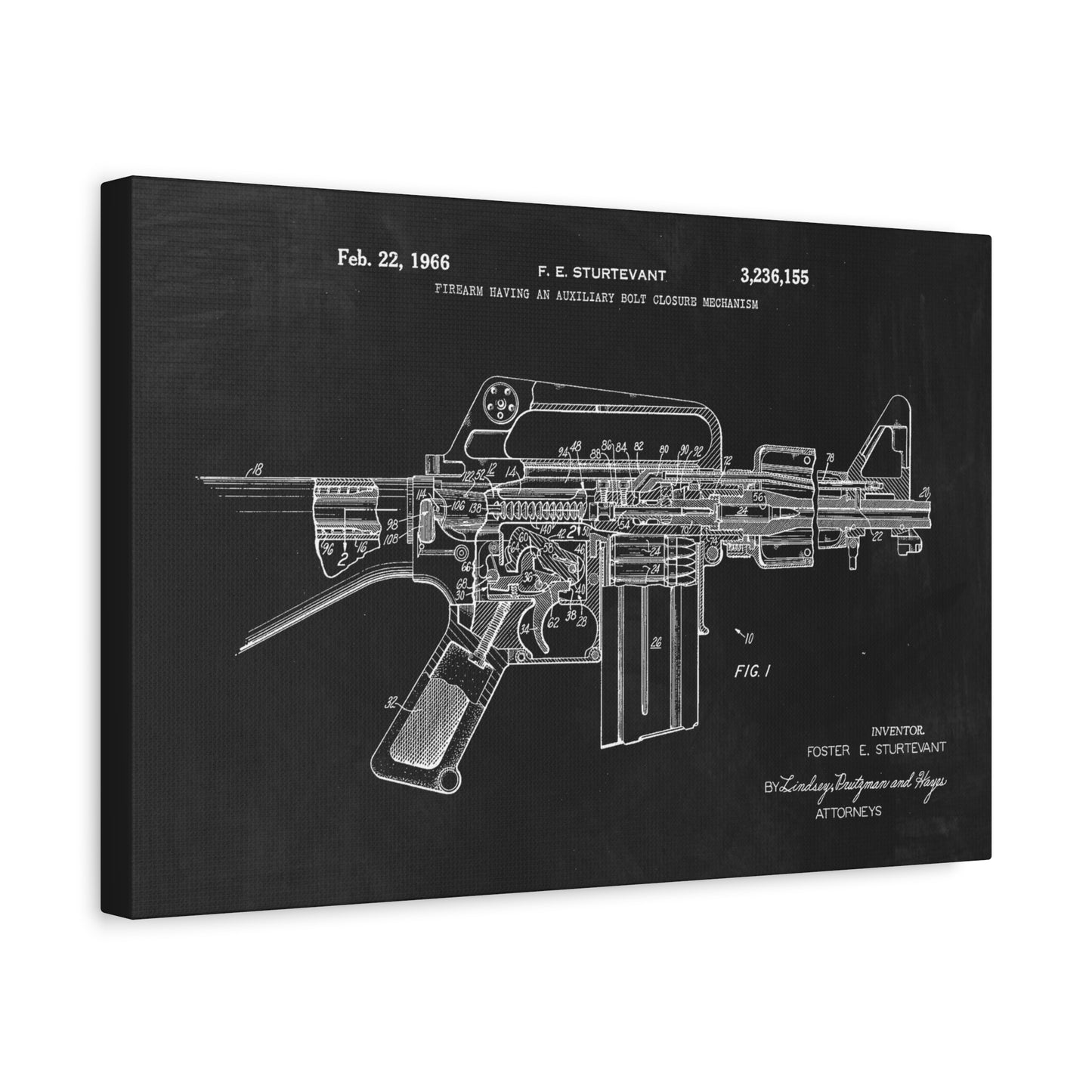 AR-15 Assault Rifle Patent Art Canvas Print