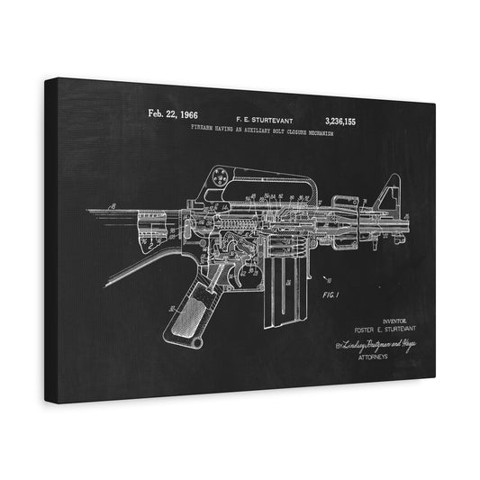 AR-15 Assault Rifle Patent Art Canvas Print