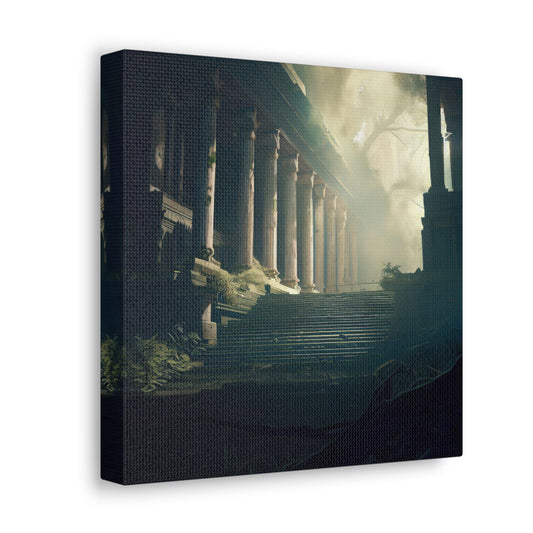 Cinematic Temple Ruins Digital Painting I Canvas Print