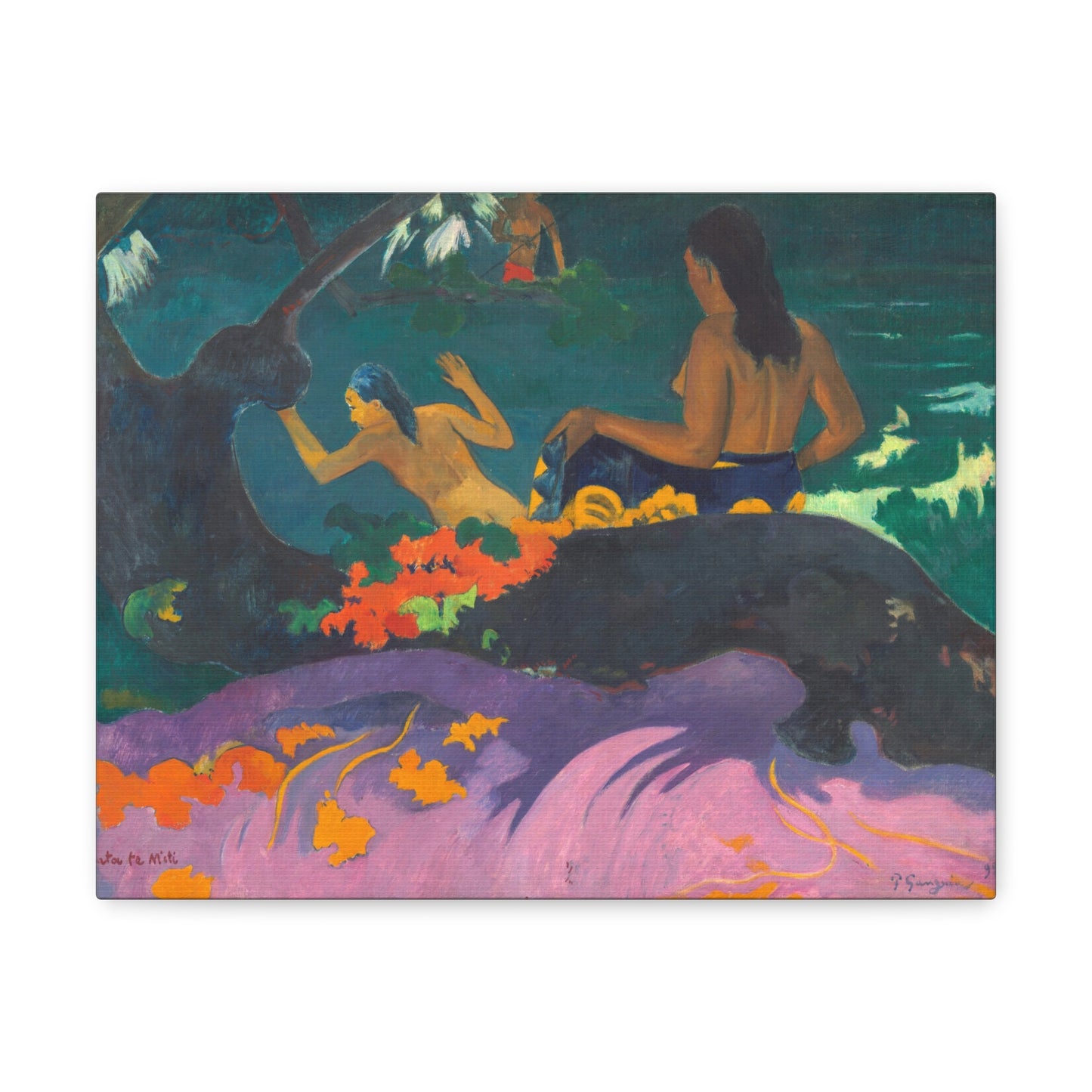 Fatata te Miti (By the Sea) by Paul Gauguin Canvas Print