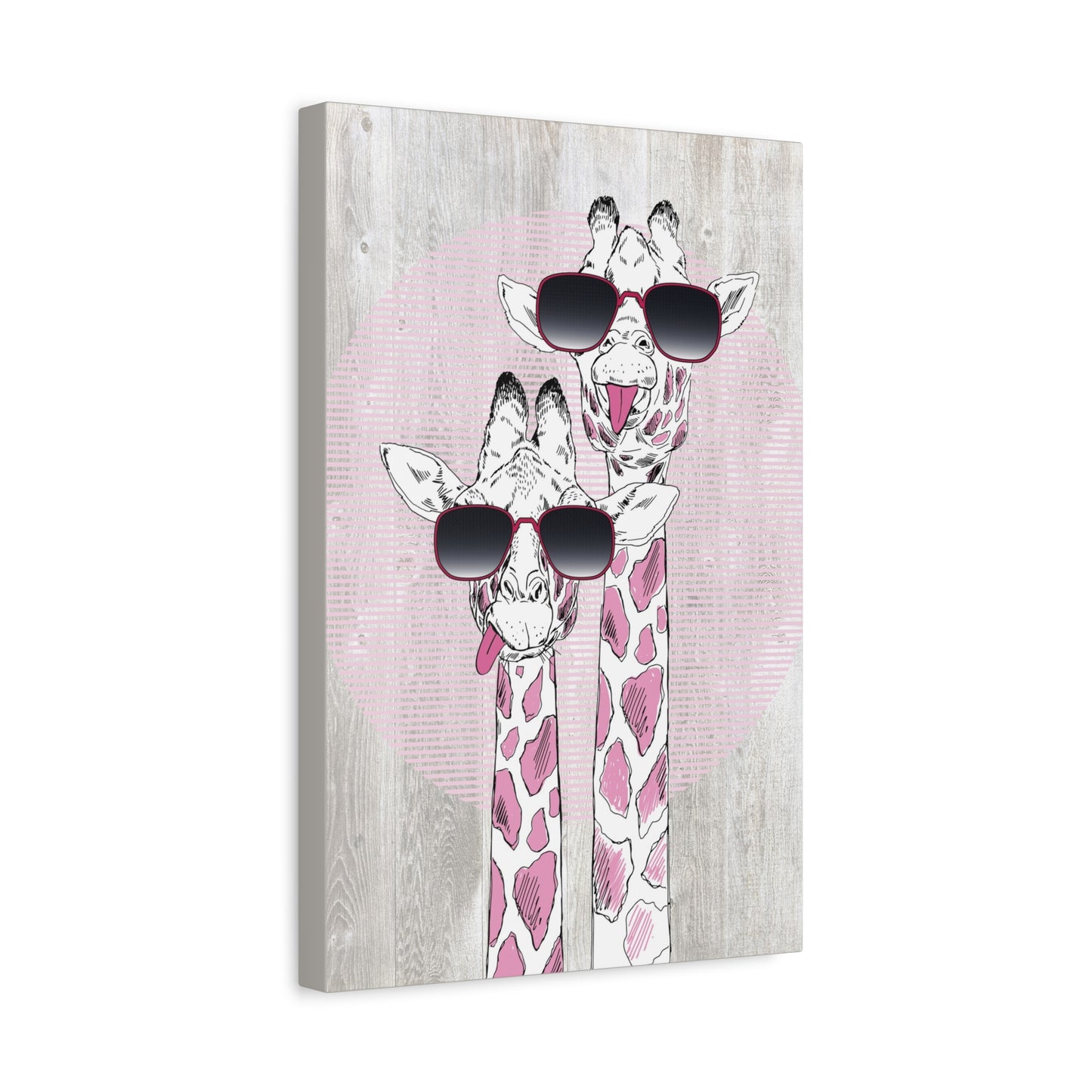Giraffes With Sunglasses Canvas Wall Art