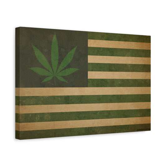 Marijuana Leaf USA Weed Flag Canvas Wall Art
