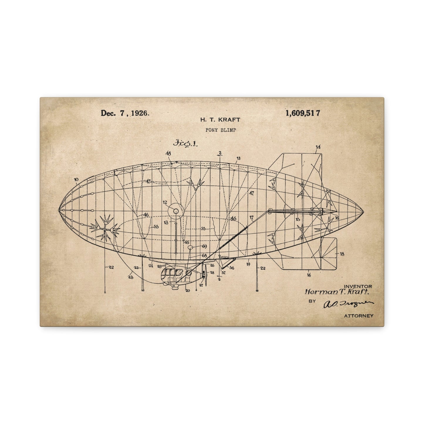 Goodyear Blimp Patent Art Canvas Wall Art