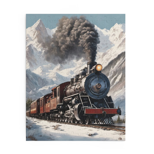 Steam Train Through The Alps Digital Painting Jigsaw Puzzle