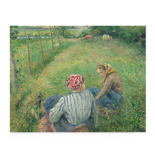 Young Peasant Girls Resting in the Fields near Pontoise by Camille Pissarro Jigsaw Puzzle