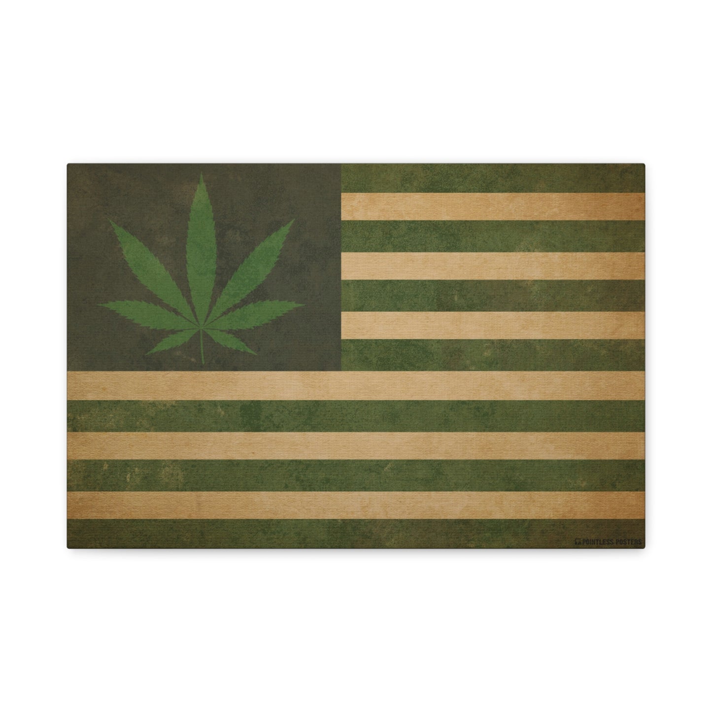 Marijuana Leaf USA Weed Flag Canvas Wall Art