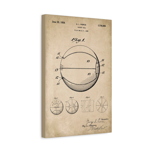 Basketball Patent Art Canvas Print