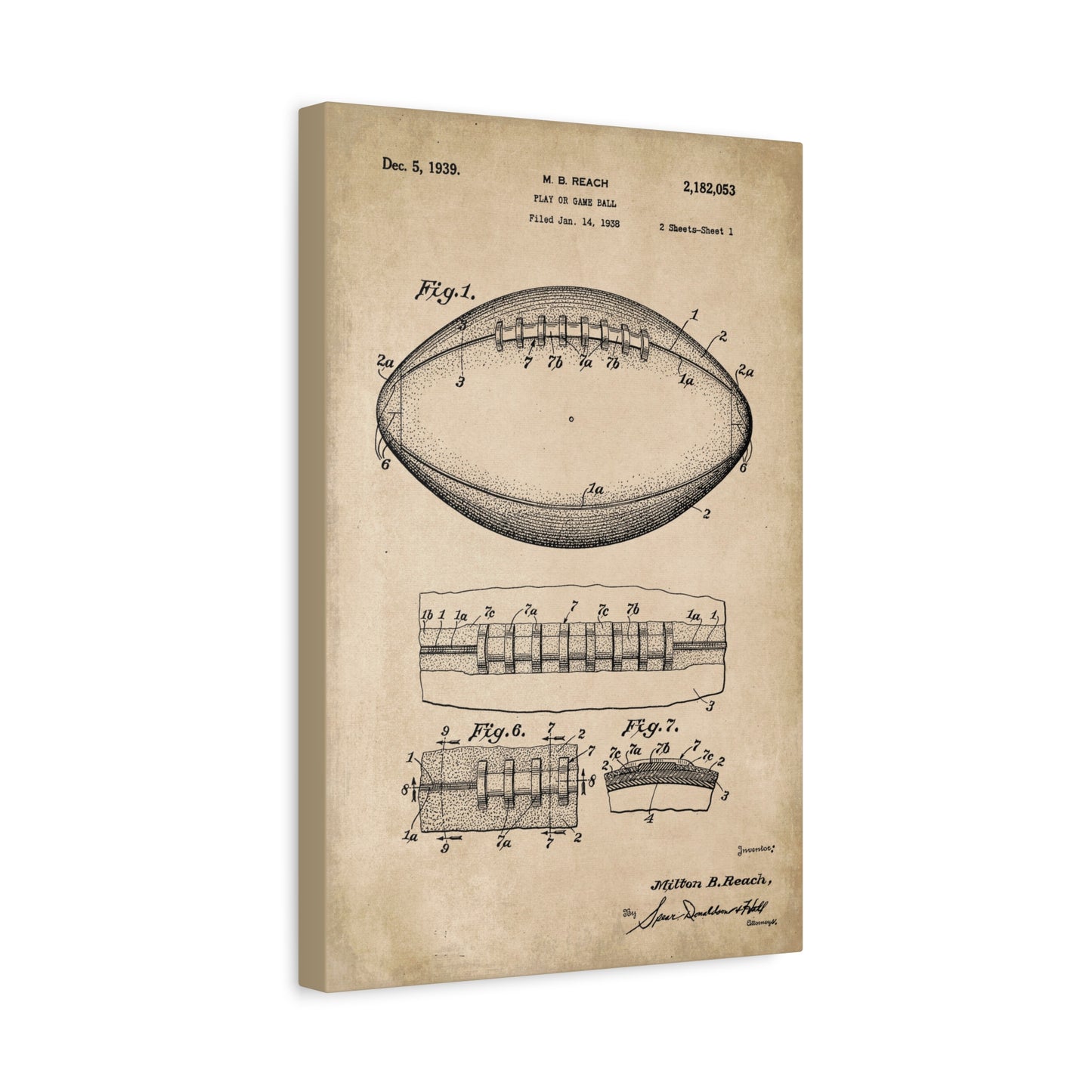Football Patent Art Canvas Print