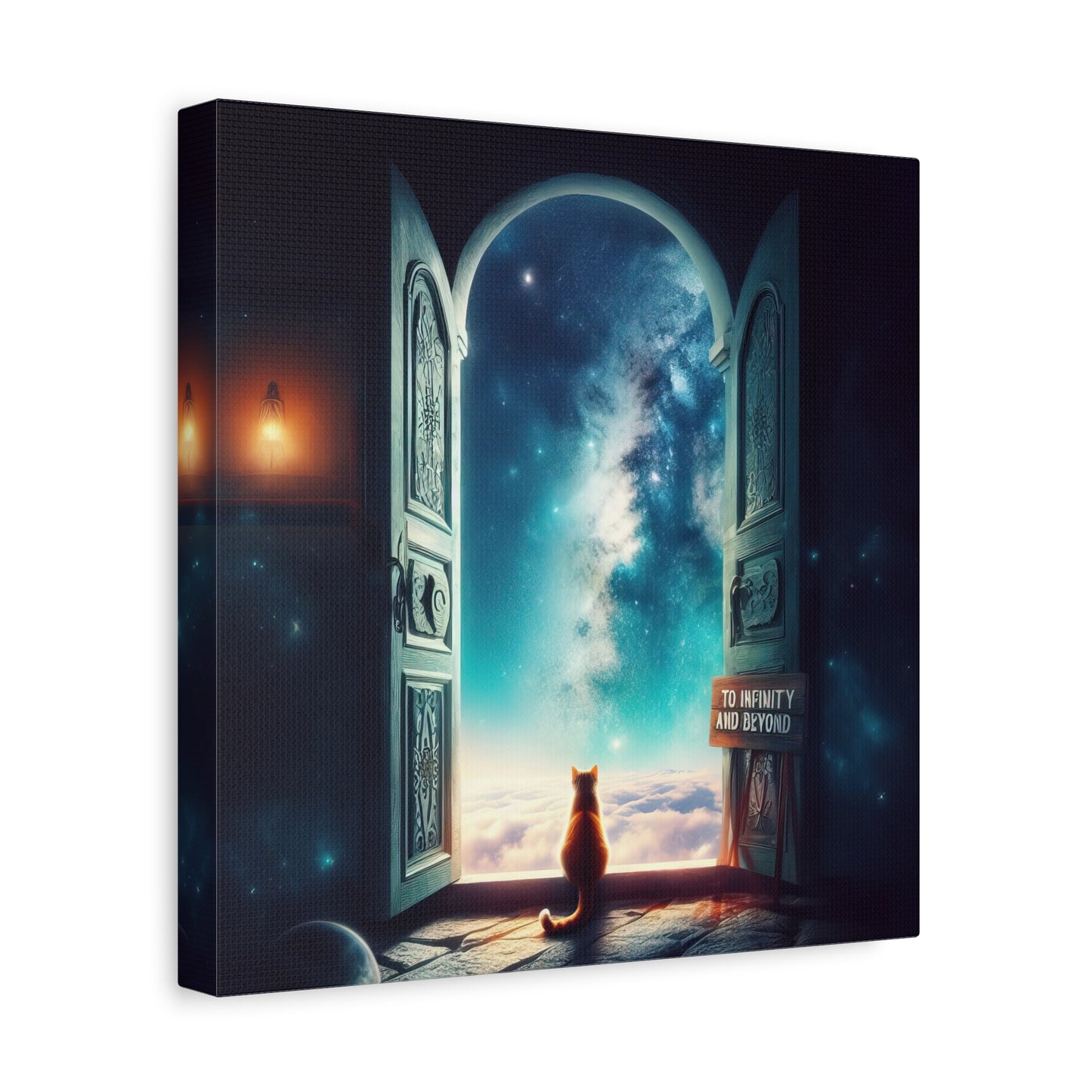 Cat in A Doorway To The Stars Digital Matte Painting II Canvas Print